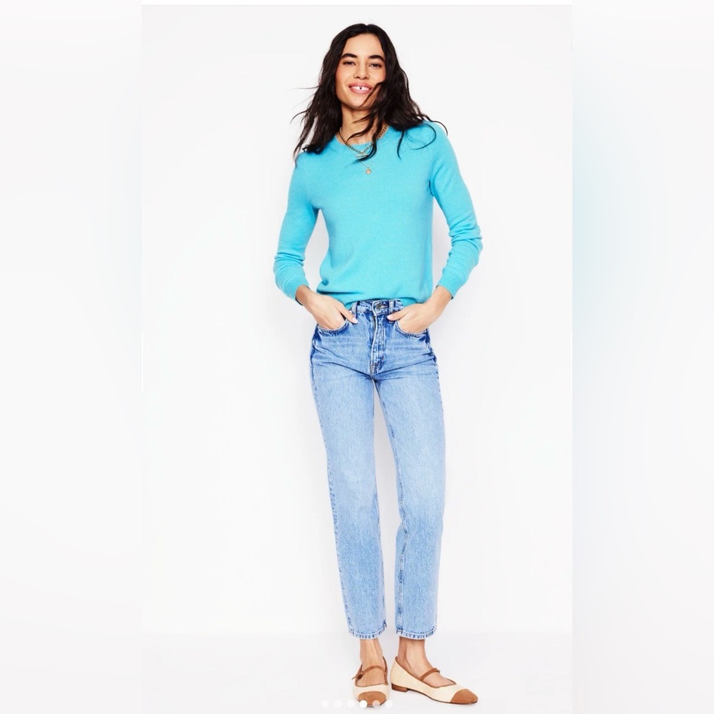 Boden Eva Cashmere Crew Neck Sweater Caribbean Blue XL